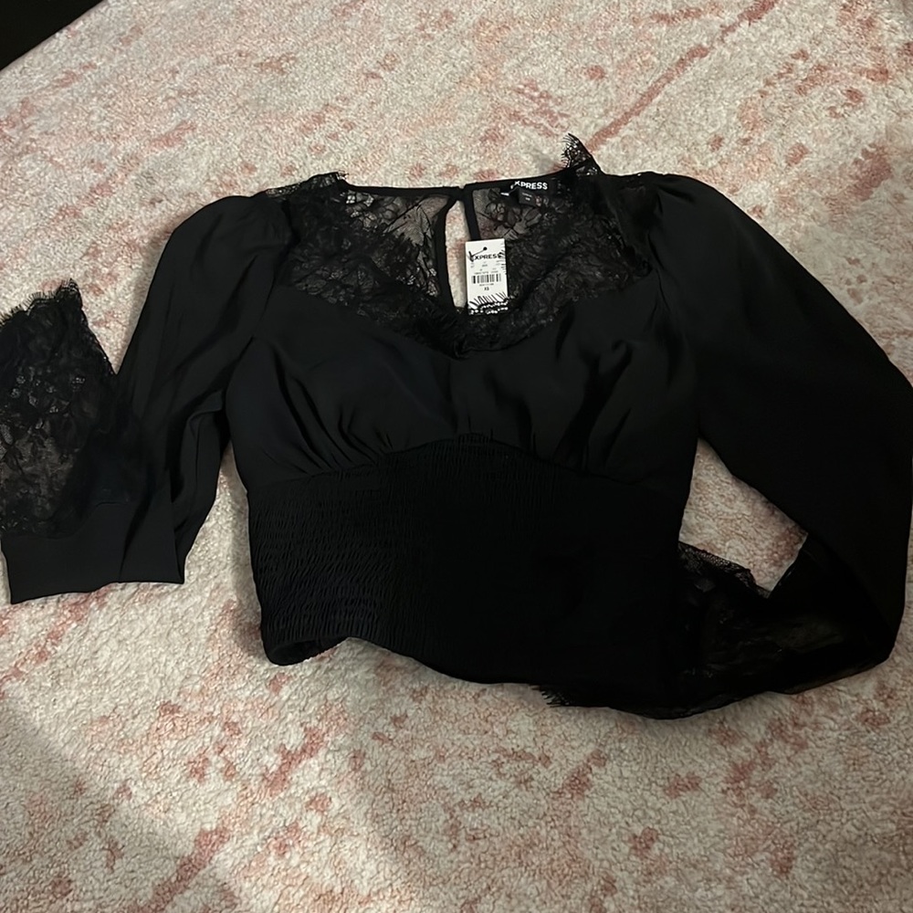 Black blouse with lace detailing